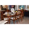 Image 1 : MAHOGANY DINING SUITE W/DINING TABLE, 1 LEAF, GLASS, 2 ARM CHAIRS & 6 SIDE CHAIRS