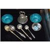 Image 2 : PAIR STERLING SILVER SALT CELLARS W/BLUE ENAMEL, THE PANIS GALLEY, FALMOUTH, MASS., STERLING SILVER 