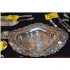Image 2 : ART NOUVEAU STERLING SILVER OVAL BOWL W/REPOUSSE & CHASED FLORAL IRIS BORDER IN HIGH RELIEF, SHAPED 