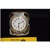 Image 2 : STERLING SILVER TRAVELING CLOCK, R. BLACKINGTON & CO., SWISS MOVEMENT FOLDING TRAVEL CLOCK, ROUNDED 