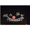 Image 1 : STERLING SILVER CHARM BRACELET & STERLING & ABALONE SHELL PINS (43 GTW) (3 PCS)