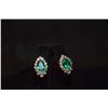 Image 3 : PLATINUM & 14K EMERALD & DIAMOND EARRINGS, MATCHED PAIR OF PEAR SHAPED EMERALDS (6.11 CTW) & ROUND B