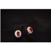Image 2 : 18K RUBY & DIAMOND EARRINGS, OVAL RUBY (3.80 CT) & DIAMONDS (2.25 CTW) (9 GTW) (APPRISED: $3,500)
