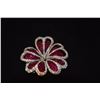 Image 2 : 18K WG RUBY & DIAMOND BROOCH, OPEN FLOWER W/HEART-SHAPED PETALS, THE PETALS EMBELLISHED W/210 INVISI