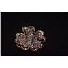 Image 3 : 18K WG RUBY & DIAMOND BROOCH, OPEN FLOWER W/HEART-SHAPED PETALS, THE PETALS EMBELLISHED W/210 INVISI