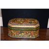 Image 4 : LARGE OCTAGONAL INDIAN/KASHIMIRI HAND PAINTED PAPIER-MACHE LACQUERED BOX W/BLACK INTERIOR, 20TH CENT