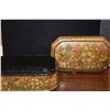 Image 5 : LARGE OCTAGONAL INDIAN/KASHIMIRI HAND PAINTED PAPIER-MACHE LACQUERED BOX W/BLACK INTERIOR, 20TH CENT