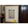 Image 1 : FRAMED CHINESE SILK EMBRODIERY, FLOWER MOTIF (16 1/2" X 20")