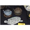 Image 1 : CAST IRON KETTLES W/STANDS & METAL TURTLE PLANTER (3 PCS)