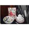 Image 2 : MIXED LOT: NEIMAN MARCUS STEAK KNIVES, BOWL, TEAPOT, LUNCHEON PLATES, MYSTIC MUD STUDIO CERAMIC PLAT