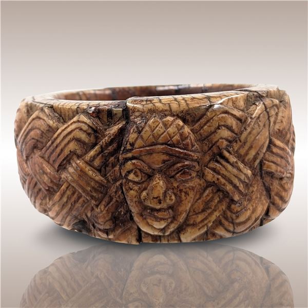 Antique African Bracelet Carved with Benin Obas