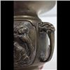 Image 5 : A Small Antique Chinese Brass Relief Vase With Elephant Handles