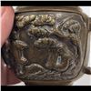 Image 6 : A Small Antique Chinese Brass Relief Vase With Elephant Handles