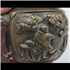 Image 7 : A Small Antique Chinese Brass Relief Vase With Elephant Handles