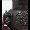 Image 11 : A Small Antique Chinese Bronze Relief Vase With Animal Handles
