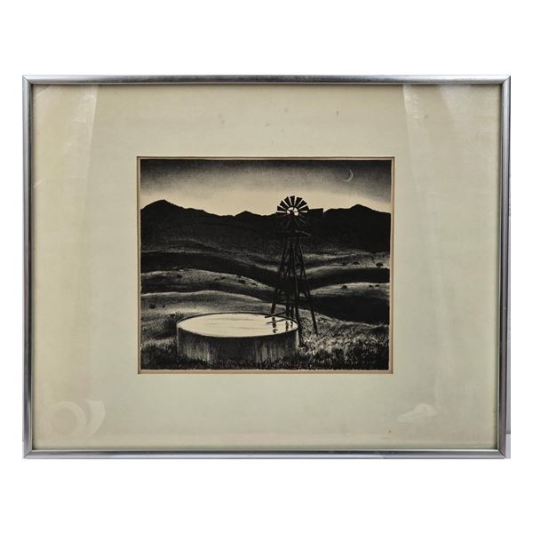 Peter Hurd 1904-1924 American Woodcut Landscape Signed In Plate
