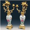 Image 1 : Pair Of 18th C Chinese Export Porcelain Vases Mounted On Ormolu Bronze Candelabras