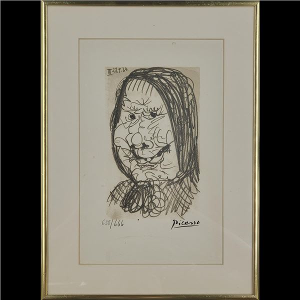 After Pablo Picasso Le Gout Du Bonheur Etching Pencil Numbered 628/666, "Celestine"