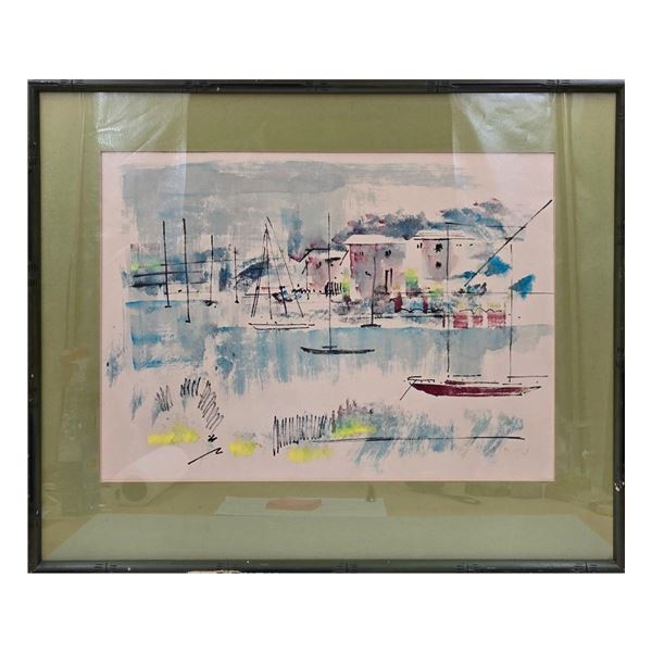 Alfred Birdsey 1912-1996 Bermuda Signed Watercolor Painting Harbor Scene