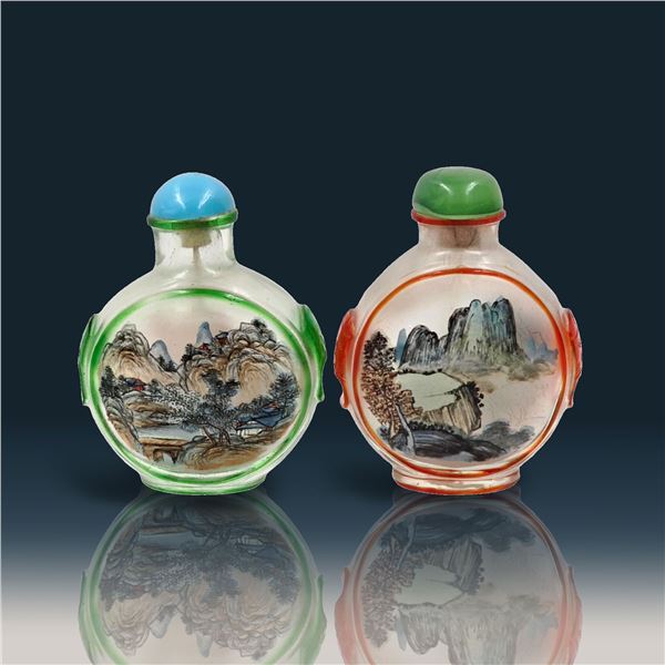 A Fine Pair Of Inside Painted Chinese Snuff Bottles Prob 1900-1930