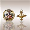 Image 1 : Sterling Hand Painted Enamel Guilloche Compact & Enamel Medal? Cross Pendant 1885