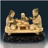 Image 1 : A large Grouping Of Japanese Figures 19th Century "DINNER" Carved From Whale OOSIK