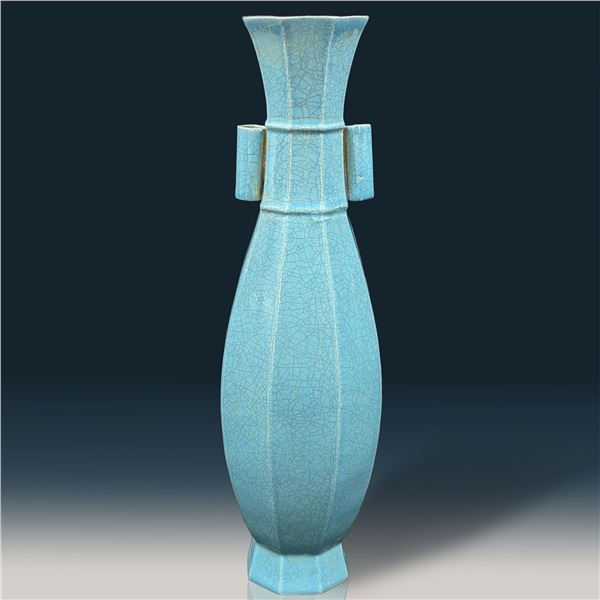 Chinese Dazhou Chai Kiln Crackle Glaze Eggshell Porcelain Vase With Seal Mark