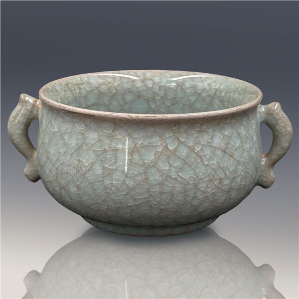Chinese Song Style Celadon Ru Kiln Crackle Glaze Censer