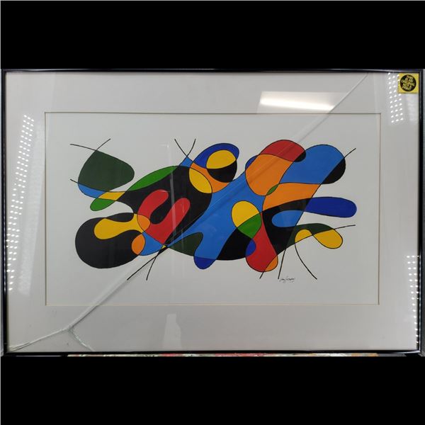 American Jon Henry Signed And Framed Original Acrylic On Board "Tiffany Series #151" 1988