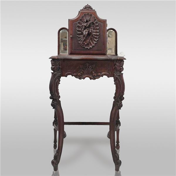 Early 1900 Ornately Carved  Antique Telephone Table / Stand