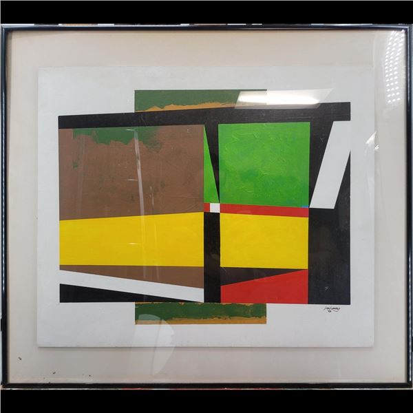 American Jon Henry Signed And Framed Original Acrylic On Board "#68" 1986