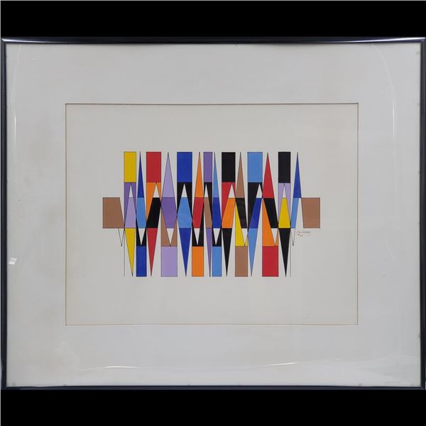 American Jon Henry Signed And Framed Original Acrylic On Board "Tiffany Series #89" 1987