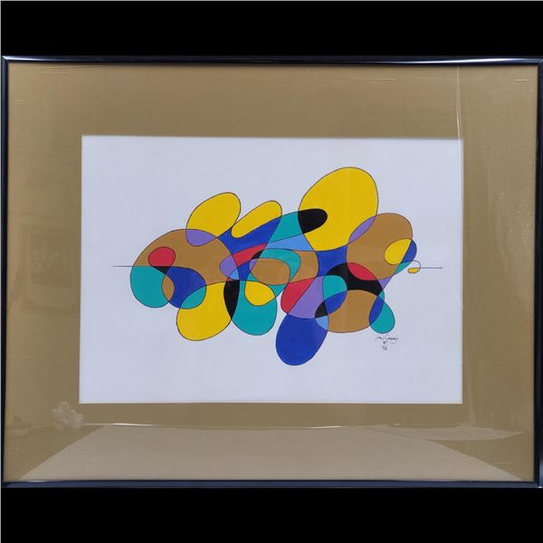 American Jon Henry Signed And Framed Original Acrylic On Board "Tiffany Series #72" 1987