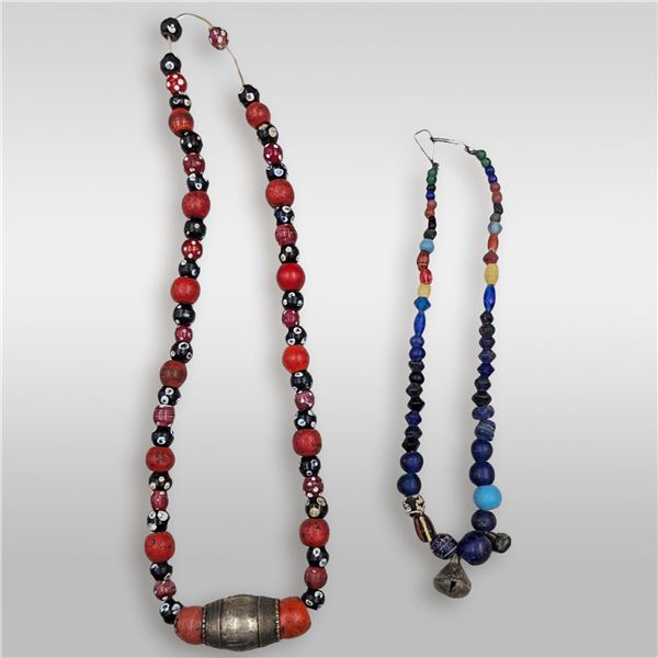 Pair Of Handcrafted African Trade Bead Necklaces