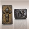 Image 1 : Pair Of A Small Solid Metal Relieve Sculpture And Reindeer Intaglio Carving