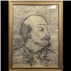 Image 1 : Large Framed Artist Signed Charcoal Sketch Of Vladimir Lenin, Early-Mid 20th Century