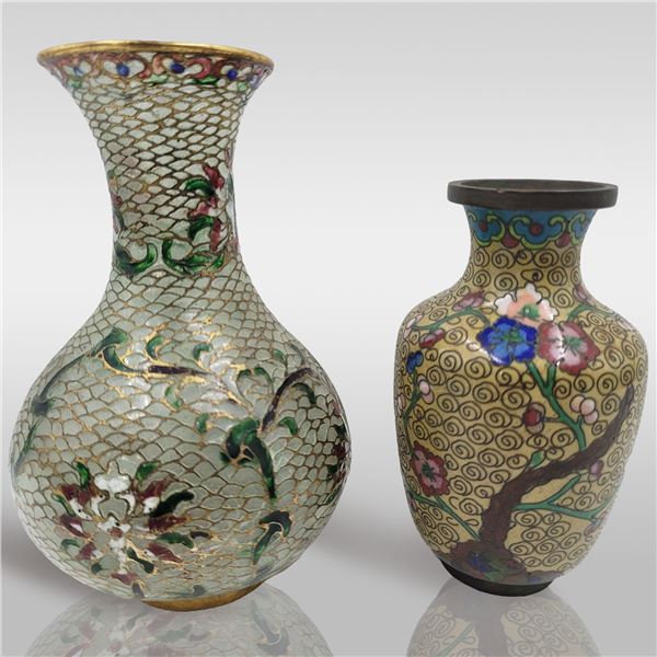 Pair Of Chines Plique-a-jour And Cloisonné Vase