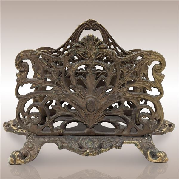 Vintage Cast Brass Napkin Holder