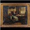 Image 1 : Large Signed 19th Century Oil On Canvas Painting Of A Domestic Family Scene