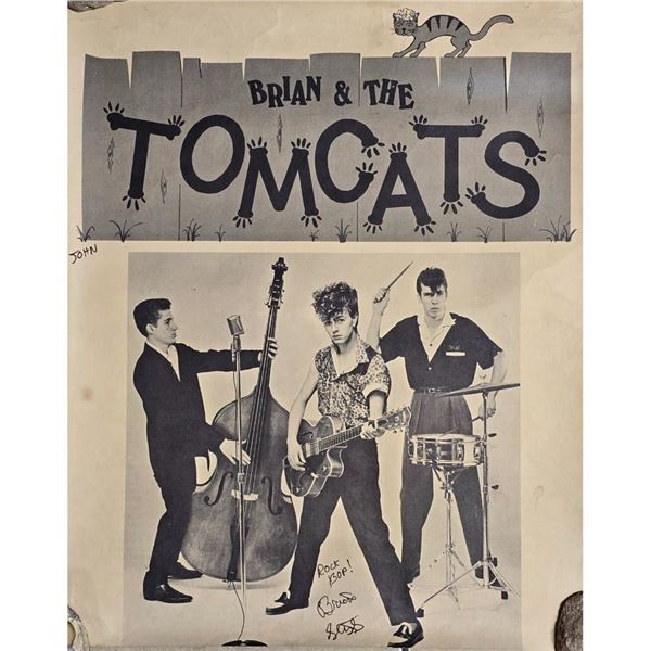 Original Brian Setzer & The Tomcats Posted Signed By All 3 Plus Large Poster