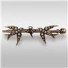 Image 1 : Antique Victorian 9-14K Gold Swallow Brooch With 27 Seed Pearls, Unmarked, 4.39 Grams