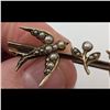Image 4 : Antique Victorian 9-14K Gold Swallow Brooch With 27 Seed Pearls, Unmarked, 4.39 Grams