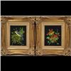 Image 1 : Maria Lak Pair Of Bird Panel Paintings In Gorgeous Matching Frames, Blue Jay + Cardinals