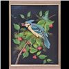 Image 2 : Maria Lak Pair Of Bird Panel Paintings In Gorgeous Matching Frames, Blue Jay + Cardinals