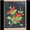 Image 8 : Maria Lak Pair Of Bird Panel Paintings In Gorgeous Matching Frames, Blue Jay + Cardinals