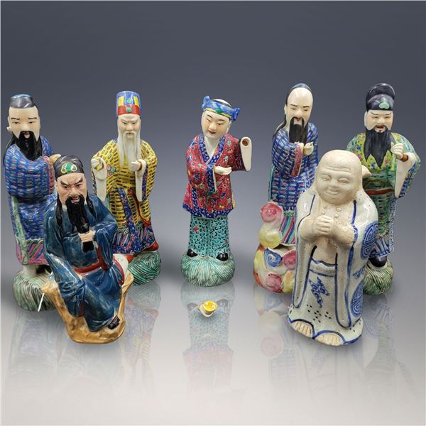 Lot Of 7 1920s Chinese Famille Rose Figures