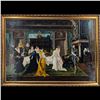 Image 1 : Large Unsigned Oil On Canvas Interior Scene Painting, Seems Old