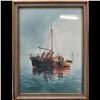 Image 1 : Artist Signed Watercolor Painting Of Nautical Scene