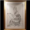 Image 1 : Large Portrait Ink Drawing Artist Signed Vivian Bojum Nabb 1963