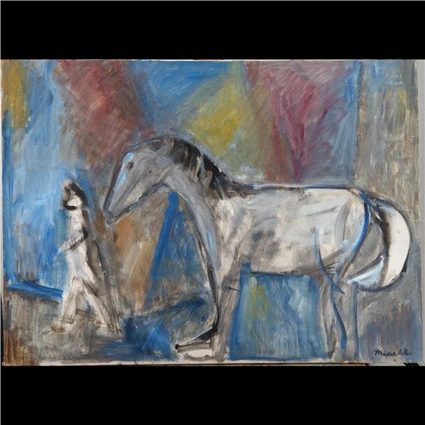 Signed Acrylic On Canvas Abstract Figural Painting